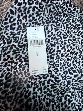 Anthropologie Black & White Leopard-Print Slip Dress